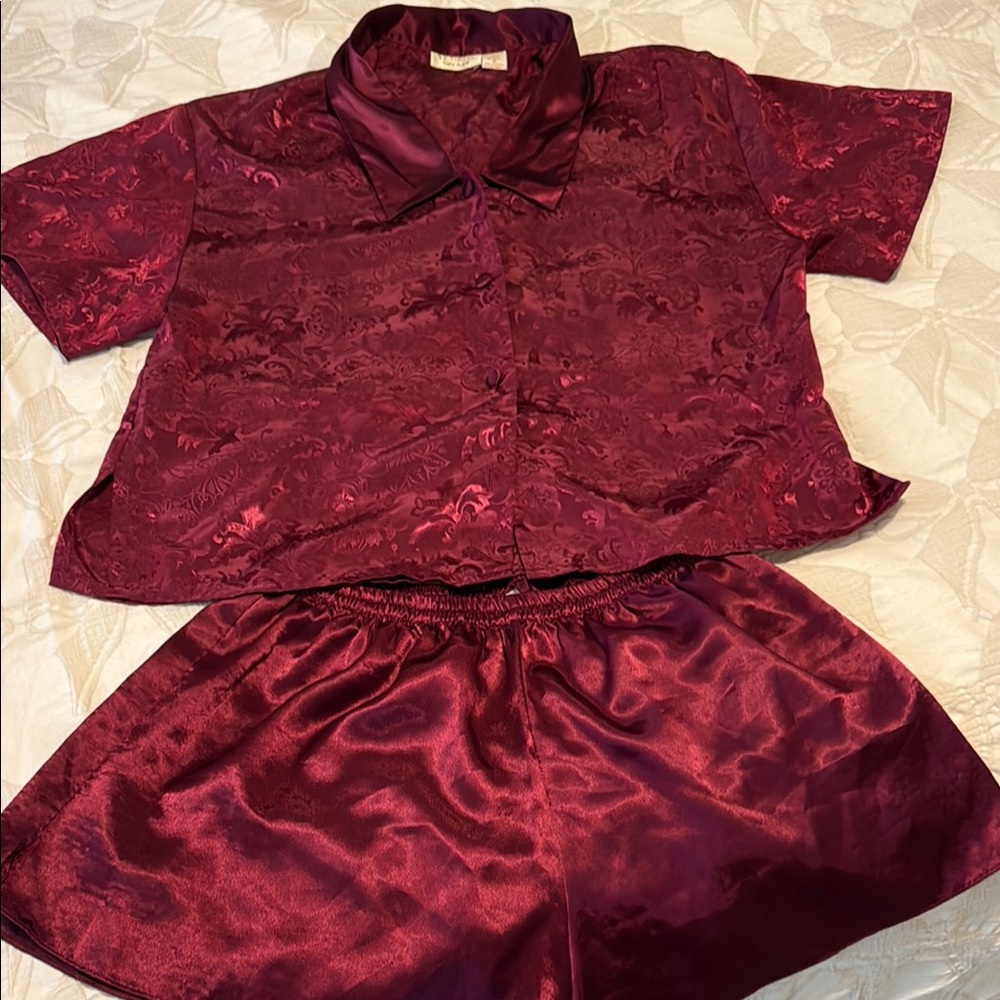 VTG Victoria's Secret Rich Plum Satin Set